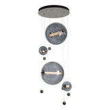 Hubbardton Forge 2021 Natural Iron Cool Grey Glass (YL) Standard Abacus 4-Light Round LED Pendant