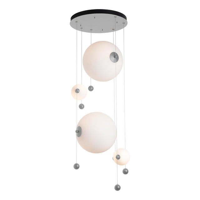 Hubbardton Forge 2021 Vintage Platinum Opal Glass (GG) Standard Abacus 4-Light Round LED Pendant