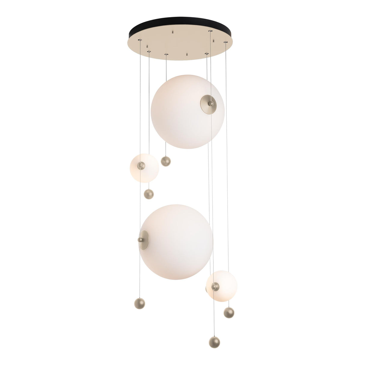 Hubbardton Forge 2021 Soft Gold Opal Glass (GG) Standard Abacus 4-Light Round LED Pendant