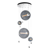 Hubbardton Forge 2021 Sterling Cool Grey Glass (YL) Standard Abacus 4-Light Round LED Pendant