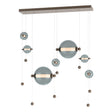 Hubbardton Forge 2021 Bronze Cool Grey Glass (YL) Standard Abacus 7-Light Double Linear LED Pendant