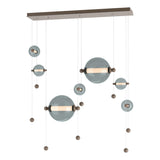 Hubbardton Forge 2021 Bronze Cool Grey Glass (YL) Standard Abacus 7-Light Double Linear LED Pendant