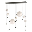 Hubbardton Forge 2021 Dark Smoke Opal Glass (GG) Standard Abacus 7-Light Double Linear LED Pendant