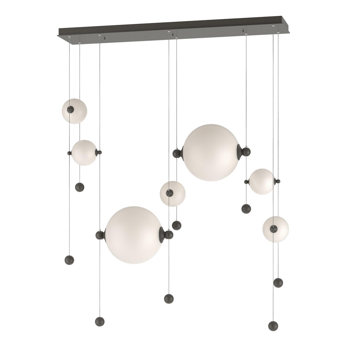 Hubbardton Forge 2021 Dark Smoke Opal Glass (GG) Standard Abacus 7-Light Double Linear LED Pendant