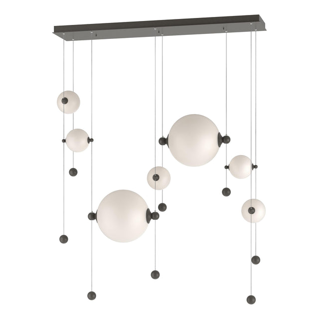 Hubbardton Forge 2021 Dark Smoke Opal Glass (GG) Standard Abacus 7-Light Double Linear LED Pendant