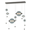 Hubbardton Forge 2021 Dark Smoke Cool Grey Glass (YL) Standard Abacus 7-Light Double Linear LED Pendant