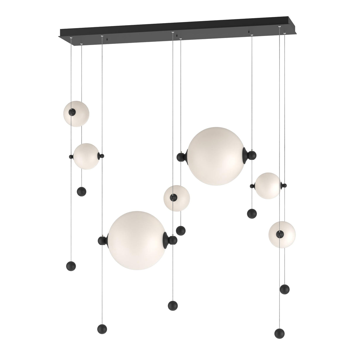 Hubbardton Forge 2021 Black Opal Glass (GG) Standard Abacus 7-Light Double Linear LED Pendant