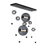 Hubbardton Forge 2021 Black Cool Grey Glass (YL) Standard Abacus 7-Light Double Linear LED Pendant