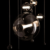 Hubbardton Forge 2021 Black Cool Grey Glass (YL) Standard Abacus 7-Light Double Linear LED Pendant