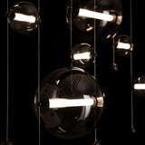 Hubbardton Forge 2021 Black Cool Grey Glass (YL) Standard Abacus 7-Light Double Linear LED Pendant