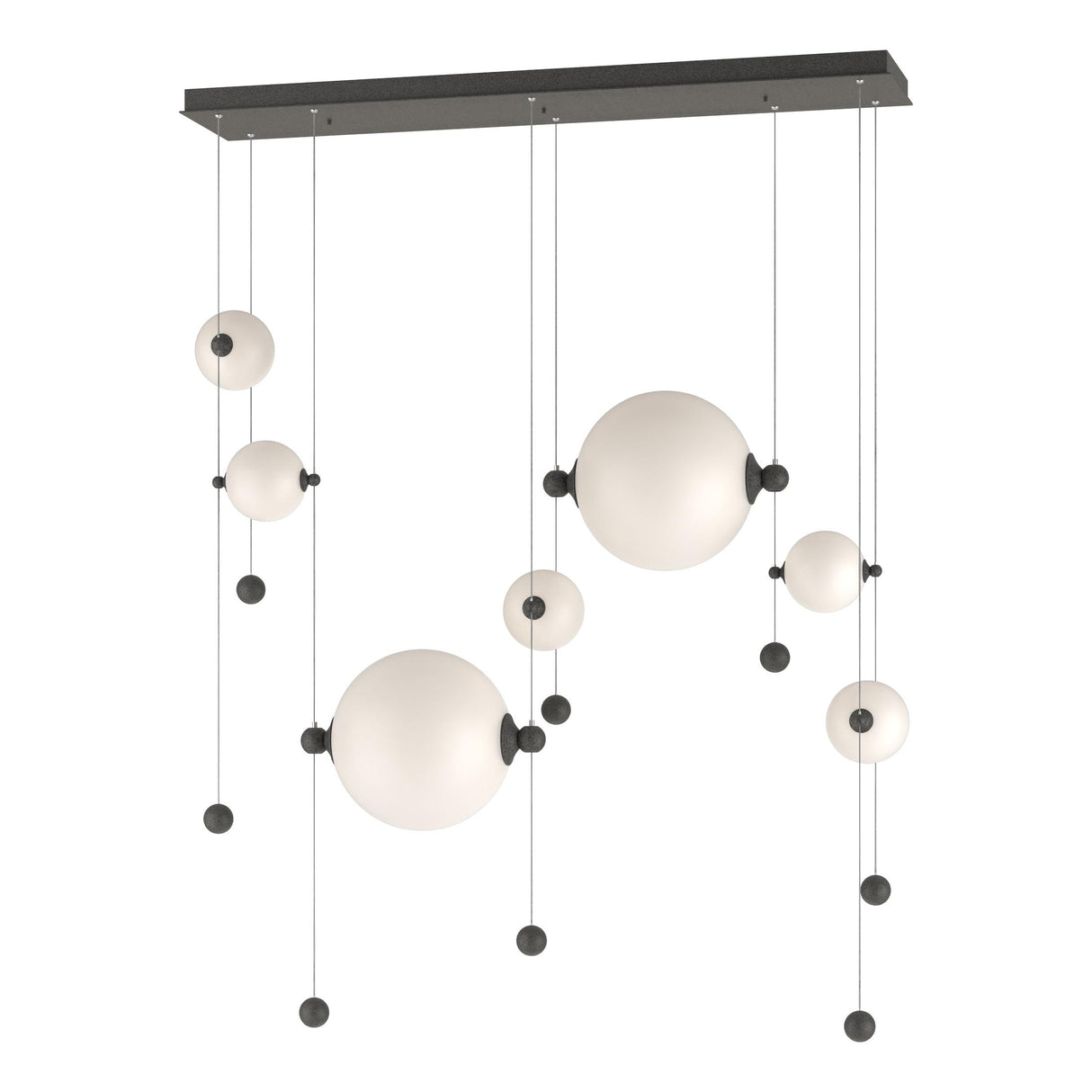 Hubbardton Forge 2021 Natural Iron Opal Glass (GG) Standard Abacus 7-Light Double Linear LED Pendant
