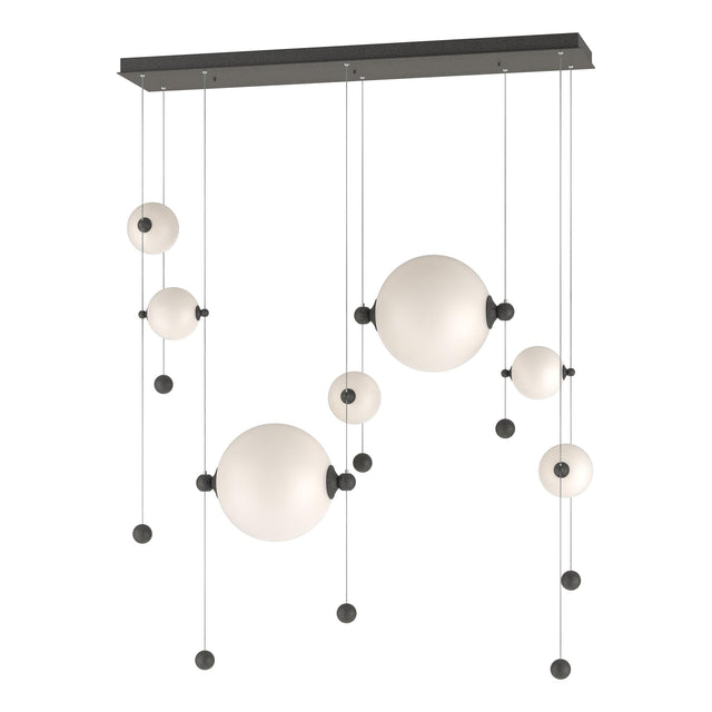 Hubbardton Forge 2021 Natural Iron Opal Glass (GG) Standard Abacus 7-Light Double Linear LED Pendant