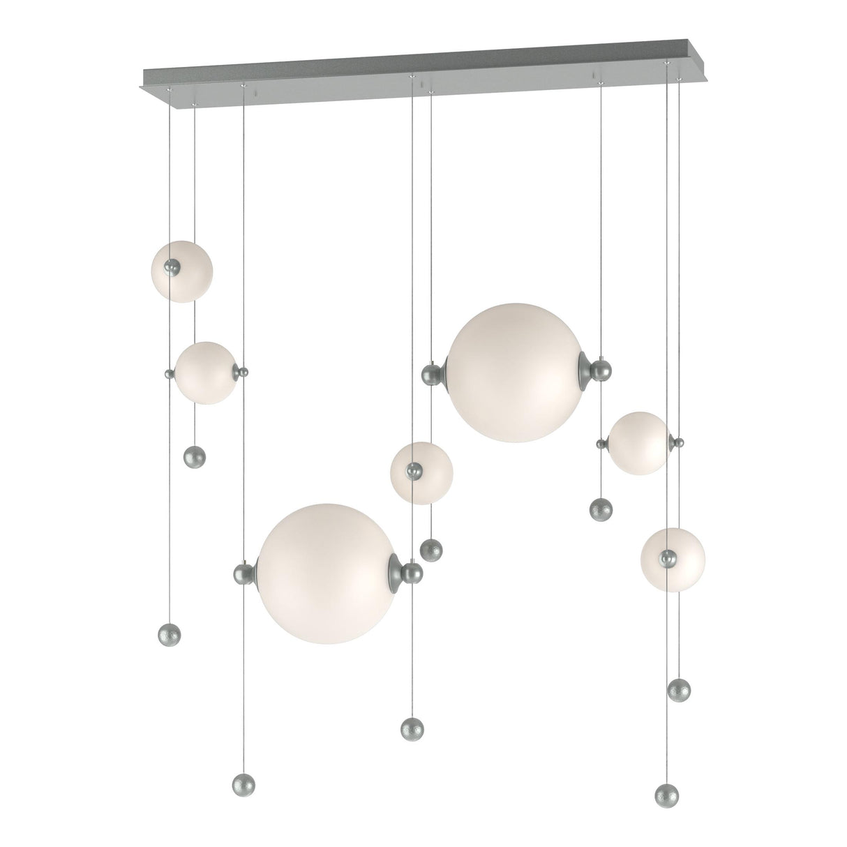 Hubbardton Forge 2021 Vintage Platinum Opal Glass (GG) Standard Abacus 7-Light Double Linear LED Pendant