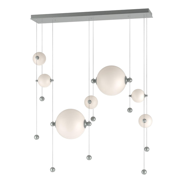 Hubbardton Forge 2021 Vintage Platinum Opal Glass (GG) Standard Abacus 7-Light Double Linear LED Pendant