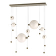 Hubbardton Forge 2021 Soft Gold Opal Glass (GG) Standard Abacus 7-Light Double Linear LED Pendant