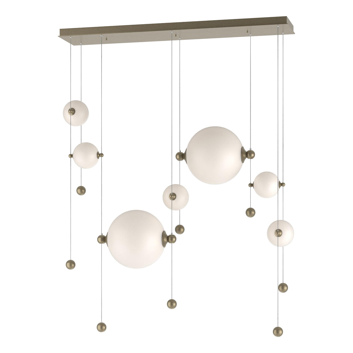 Hubbardton Forge 2021 Soft Gold Opal Glass (GG) Standard Abacus 7-Light Double Linear LED Pendant