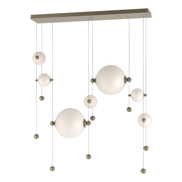 Hubbardton Forge 2021 Soft Gold Opal Glass (GG) Standard Abacus 7-Light Double Linear LED Pendant