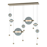 Hubbardton Forge 2021 Soft Gold Cool Grey Glass (YL) Standard Abacus 7-Light Double Linear LED Pendant