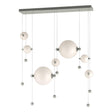 Hubbardton Forge 2021 Sterling Opal Glass (GG) Standard Abacus 7-Light Double Linear LED Pendant