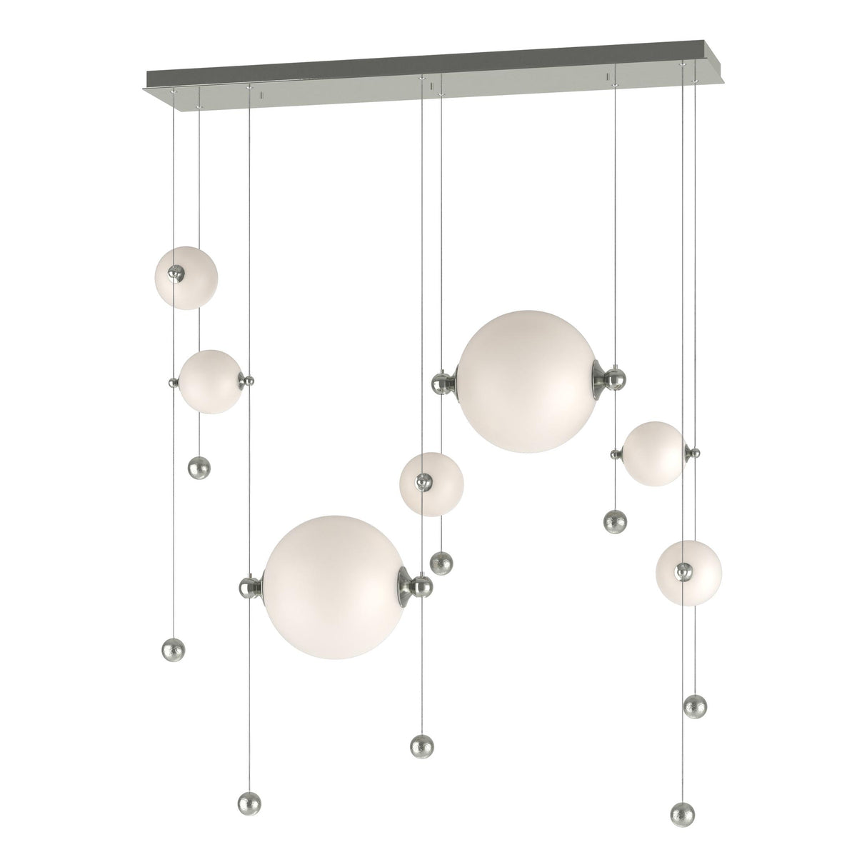 Hubbardton Forge 2021 Sterling Opal Glass (GG) Standard Abacus 7-Light Double Linear LED Pendant