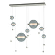 Hubbardton Forge 2021 Sterling Cool Grey Glass (YL) Standard Abacus 7-Light Double Linear LED Pendant