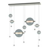 Hubbardton Forge 2021 Sterling Cool Grey Glass (YL) Standard Abacus 7-Light Double Linear LED Pendant