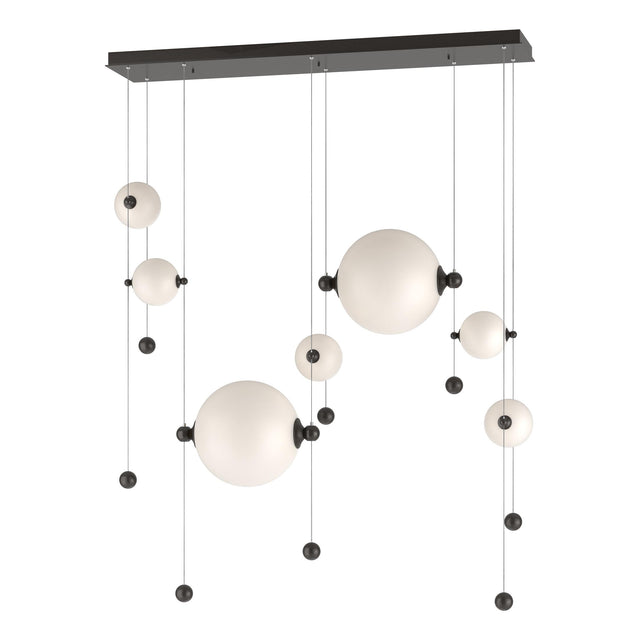 Hubbardton Forge 2021 Oil Rubbed Bronze Opal Glass (GG) Standard Abacus 7-Light Double Linear LED Pendant