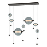 Hubbardton Forge 2021 Oil Rubbed Bronze Cool Grey Glass (YL) Standard Abacus 7-Light Double Linear LED Pendant