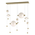 Hubbardton Forge 2021 Modern Brass Opal Glass (GG) Standard Abacus 7-Light Double Linear LED Pendant