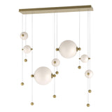 Hubbardton Forge 2021 Modern Brass Opal Glass (GG) Standard Abacus 7-Light Double Linear LED Pendant