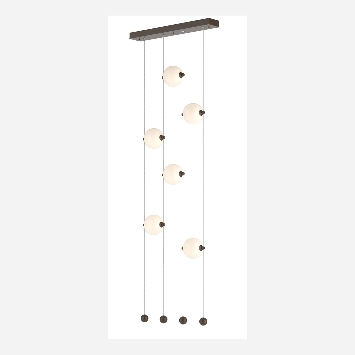 Hubbardton Forge 2020 Bronze Opal Glass (GG) Standard Abacus 6-Light Ceiling-to-Floor LED Pendant