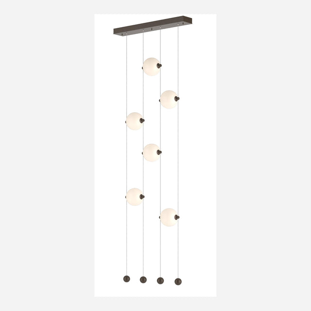 Hubbardton Forge 2020 Bronze Opal Glass (GG) Standard Abacus 6-Light Ceiling-to-Floor LED Pendant