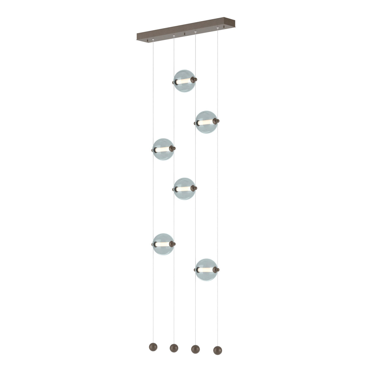 Hubbardton Forge 2020 Bronze Cool Grey Glass (YL) Standard Abacus 6-Light Ceiling-to-Floor LED Pendant