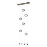 Hubbardton Forge 2020 Bronze Cool Grey Glass (YL) Standard Abacus 6-Light Ceiling-to-Floor LED Pendant