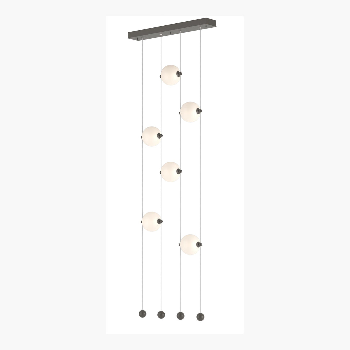 Hubbardton Forge 2020 Dark Smoke Opal Glass (GG) Standard Abacus 6-Light Ceiling-to-Floor LED Pendant