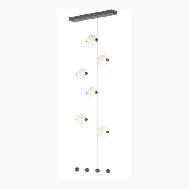 Hubbardton Forge 2020 Dark Smoke Opal Glass (GG) Standard Abacus 6-Light Ceiling-to-Floor LED Pendant