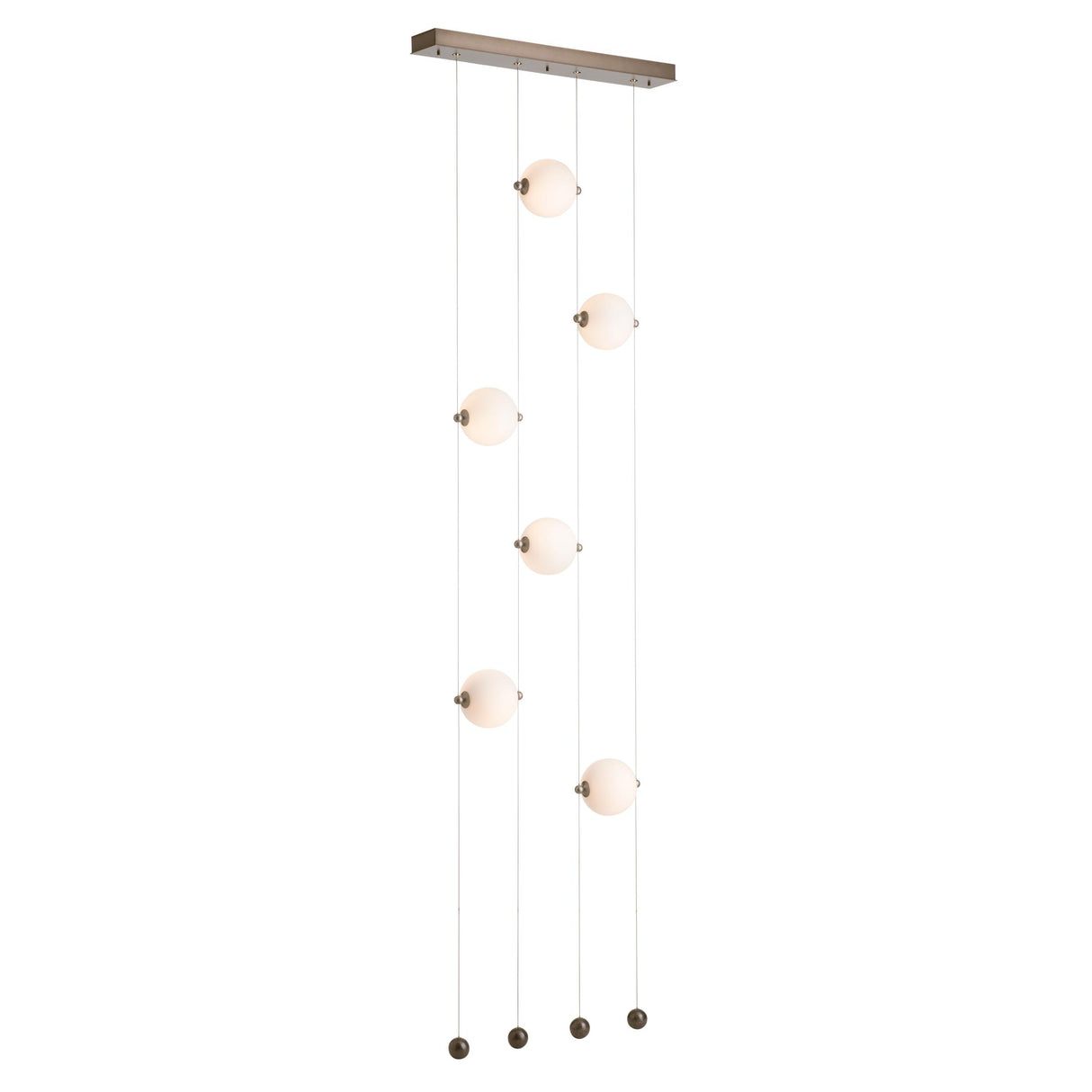 Hubbardton Forge 2020 Dark Smoke Opal Glass (GG) Standard Abacus 6-Light Ceiling-to-Floor LED Pendant