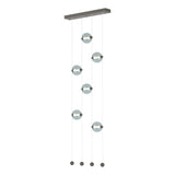 Hubbardton Forge 2020 Dark Smoke Cool Grey Glass (YL) Standard Abacus 6-Light Ceiling-to-Floor LED Pendant