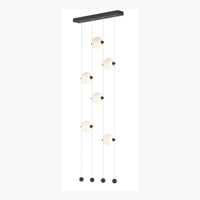 Hubbardton Forge 2020 Black Opal Glass (GG) Standard Abacus 6-Light Ceiling-to-Floor LED Pendant