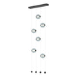 Hubbardton Forge 2020 Black Cool Grey Glass (YL) Standard Abacus 6-Light Ceiling-to-Floor LED Pendant