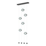 Hubbardton Forge 2020 Black Cool Grey Glass (YL) Standard Abacus 6-Light Ceiling-to-Floor LED Pendant