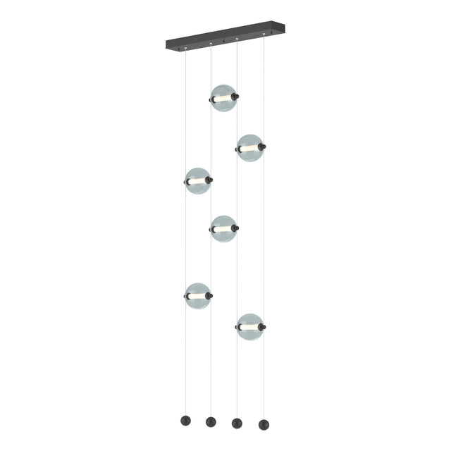 Hubbardton Forge 2020 Black Cool Grey Glass (YL) Standard Abacus 6-Light Ceiling-to-Floor LED Pendant