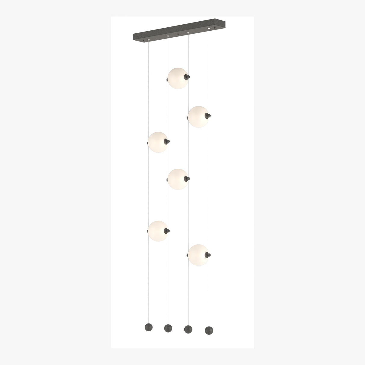 Hubbardton Forge 2020 Natural Iron Opal Glass (GG) Standard Abacus 6-Light Ceiling-to-Floor LED Pendant