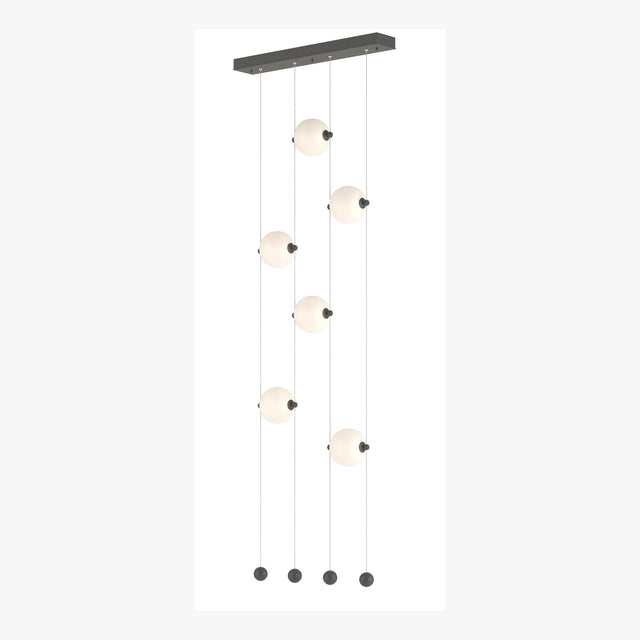 Hubbardton Forge 2020 Natural Iron Opal Glass (GG) Standard Abacus 6-Light Ceiling-to-Floor LED Pendant