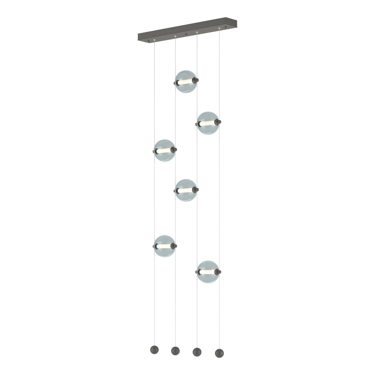 Hubbardton Forge 2020 Natural Iron Cool Grey Glass (YL) Standard Abacus 6-Light Ceiling-to-Floor LED Pendant