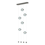 Hubbardton Forge 2020 Natural Iron Cool Grey Glass (YL) Standard Abacus 6-Light Ceiling-to-Floor LED Pendant