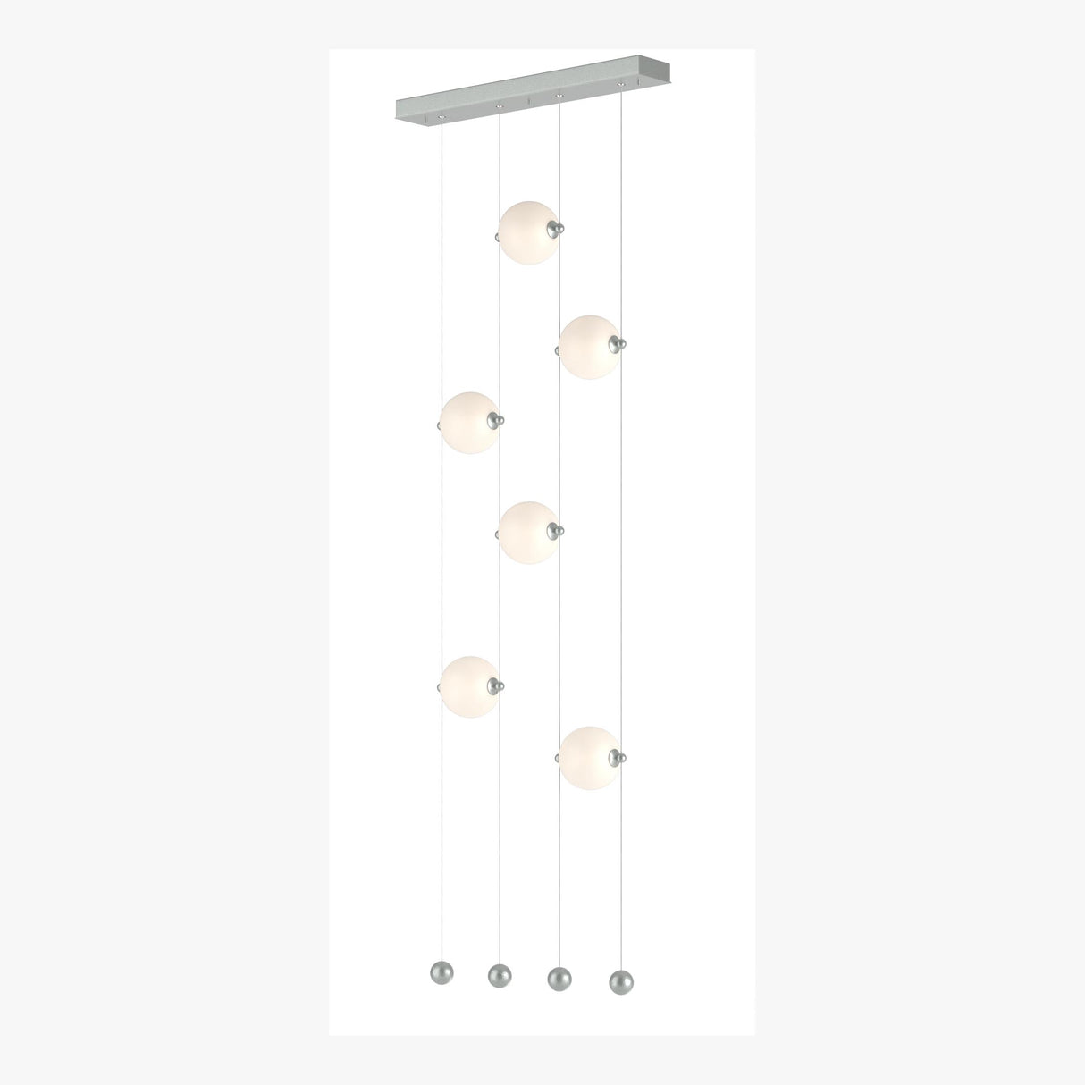 Hubbardton Forge 2020 Vintage Platinum Opal Glass (GG) Standard Abacus 6-Light Ceiling-to-Floor LED Pendant
