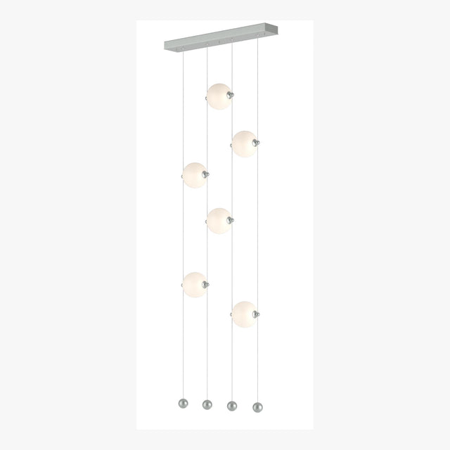 Hubbardton Forge 2020 Vintage Platinum Opal Glass (GG) Standard Abacus 6-Light Ceiling-to-Floor LED Pendant