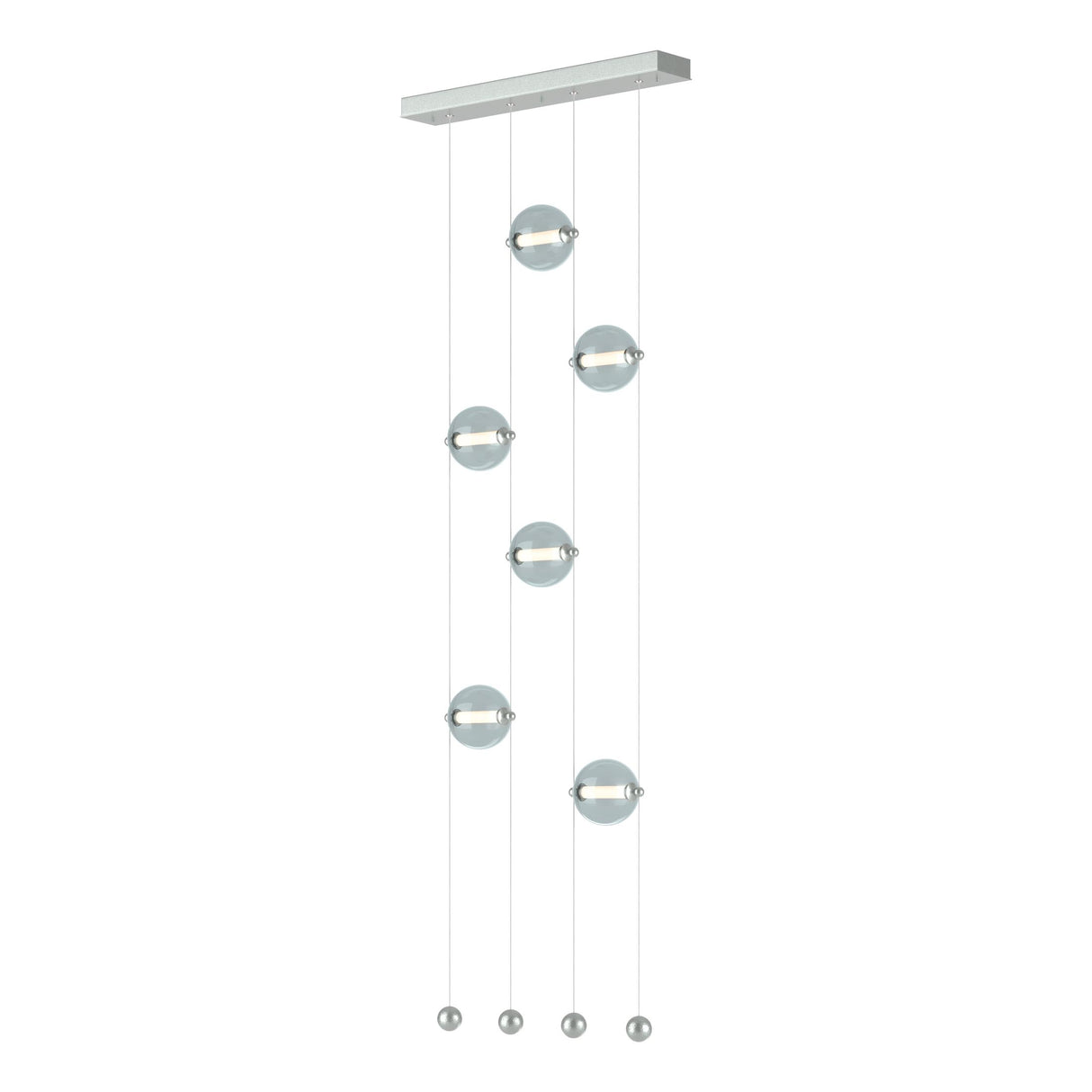 Hubbardton Forge 2020 Vintage Platinum Cool Grey Glass (YL) Standard Abacus 6-Light Ceiling-to-Floor LED Pendant