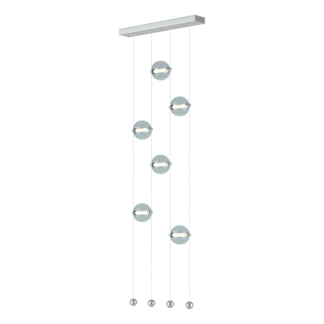 Hubbardton Forge 2020 Vintage Platinum Cool Grey Glass (YL) Standard Abacus 6-Light Ceiling-to-Floor LED Pendant